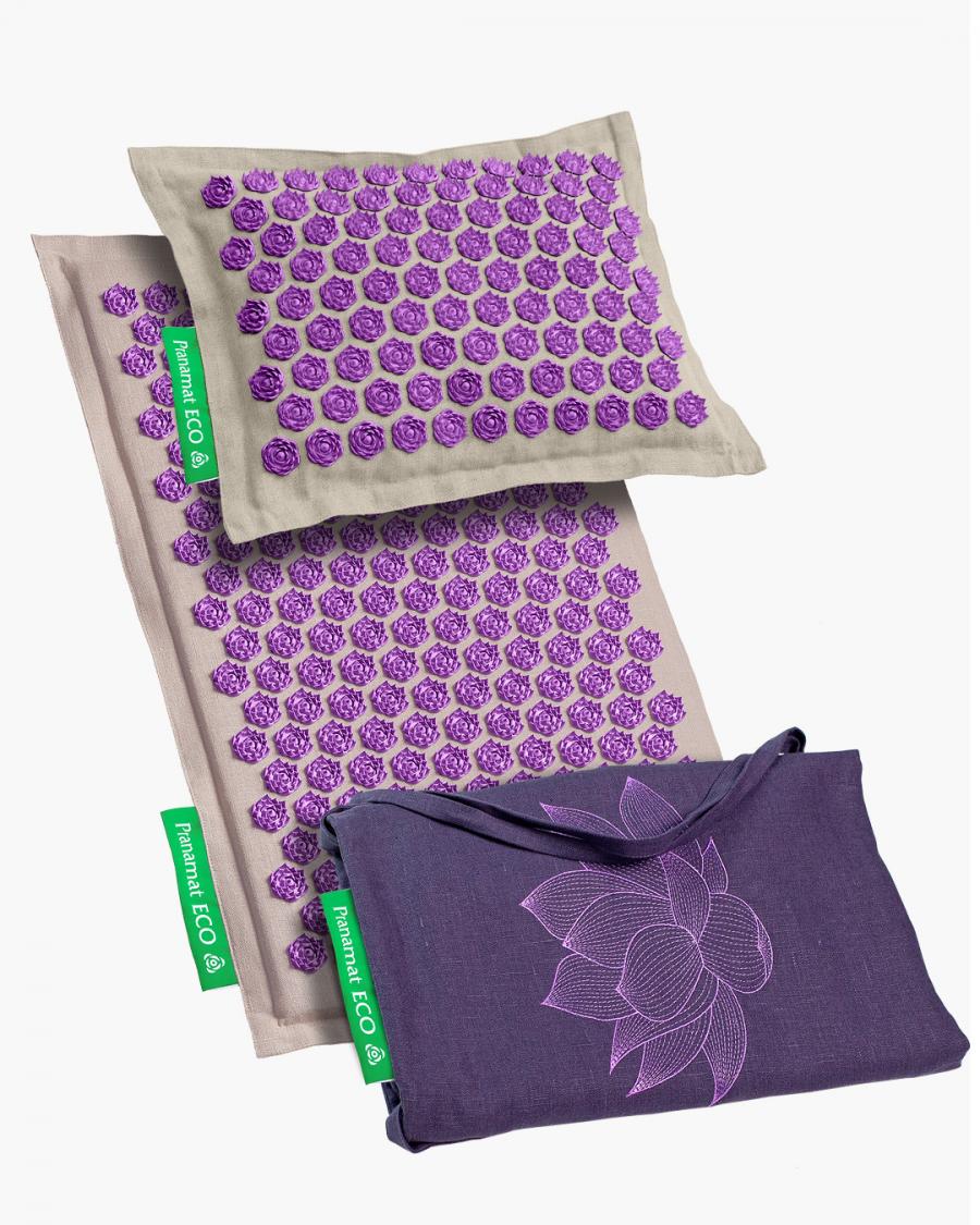 Pranamat ECO + PranaPillow + BigBag Natural & Violet